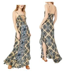 Free People Bohemian Festival That Moment Hazelwood Maxi Slip Dress Size S